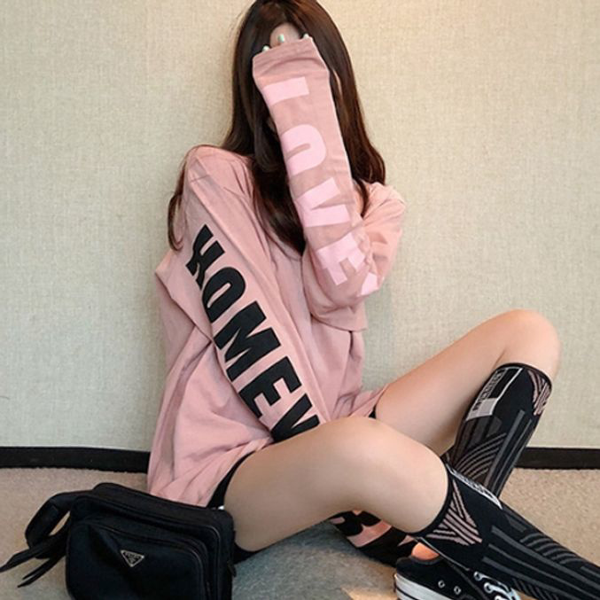 여성 티셔츠 긴팔 라운드 긴소매 여자 가을 티셔츠