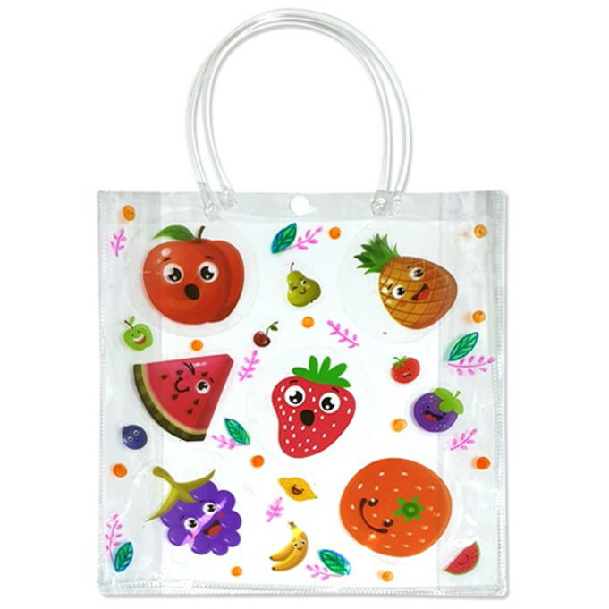 유아미술 어린이용 투명가방 과일 스티커 붙여만들기