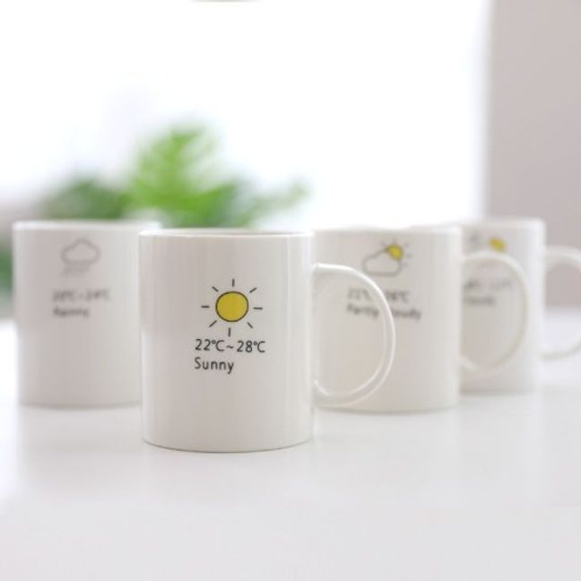 날씨 머그컵 4P세트 손잡이 커피잔 카페 음료컵 물컵