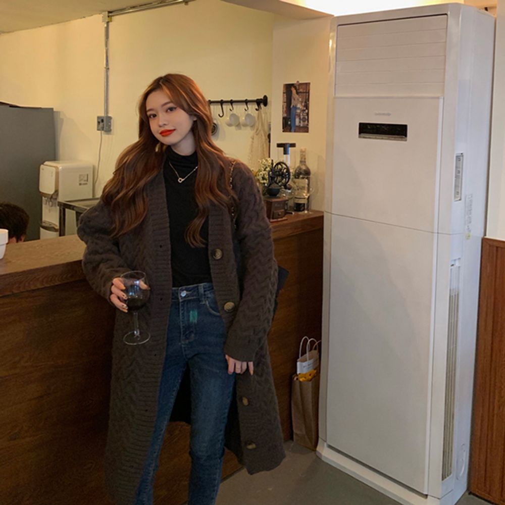 여성 캐주얼 코트 롱 니트 가디건