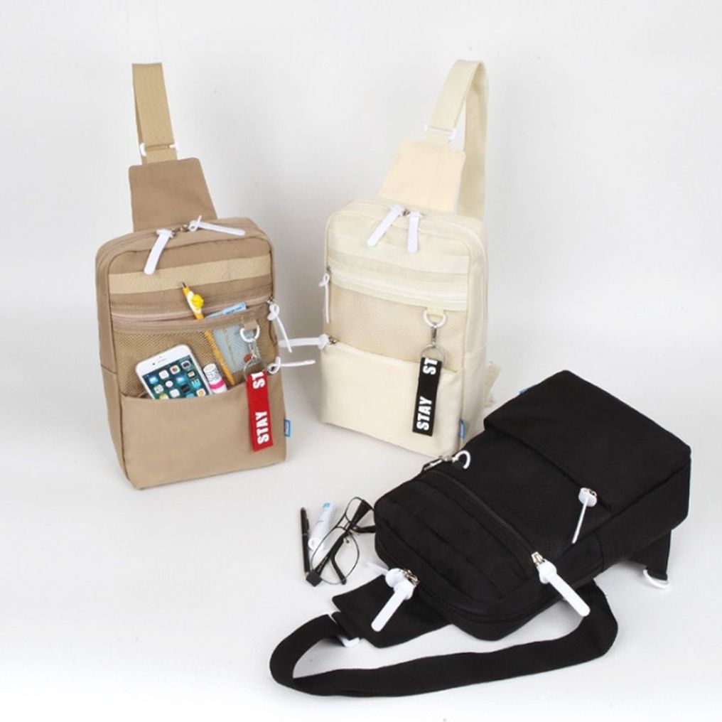 학생 학교 여행 야외 활동 소지품 보조 가방 슬링백