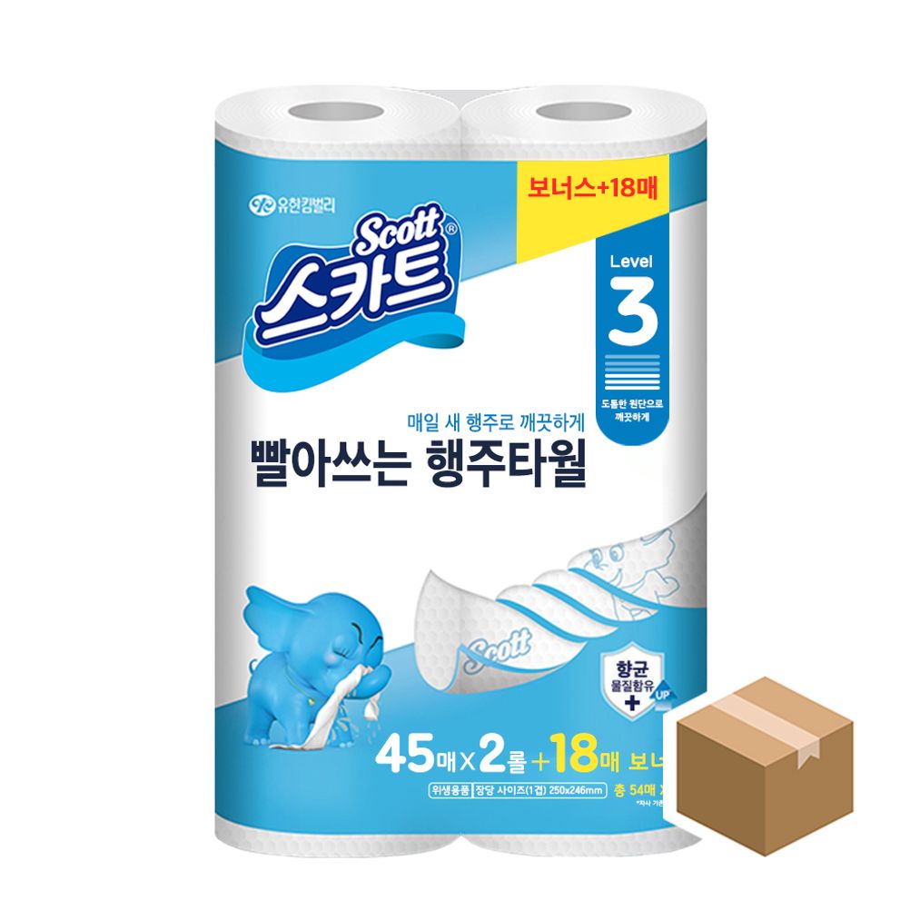 스카트 빨아쓰는 행주타월 45매X2롤 12입 BOX