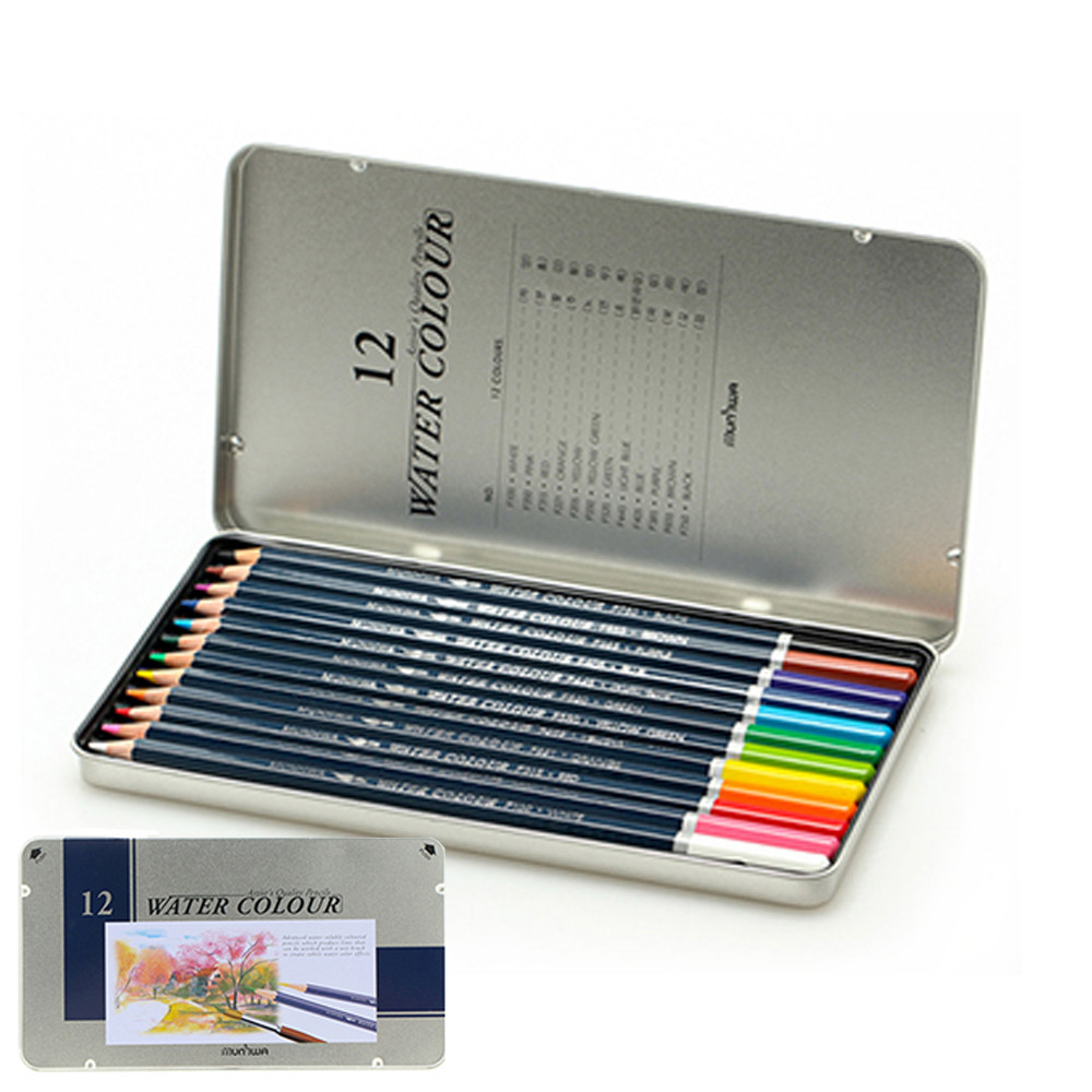 문화 수채 색연필 12색 (틴케이스)