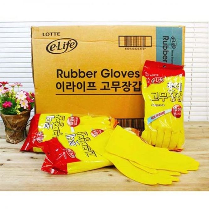 롯데 고무장갑 미니 (S/소) 옐로우 10켤레 50개입