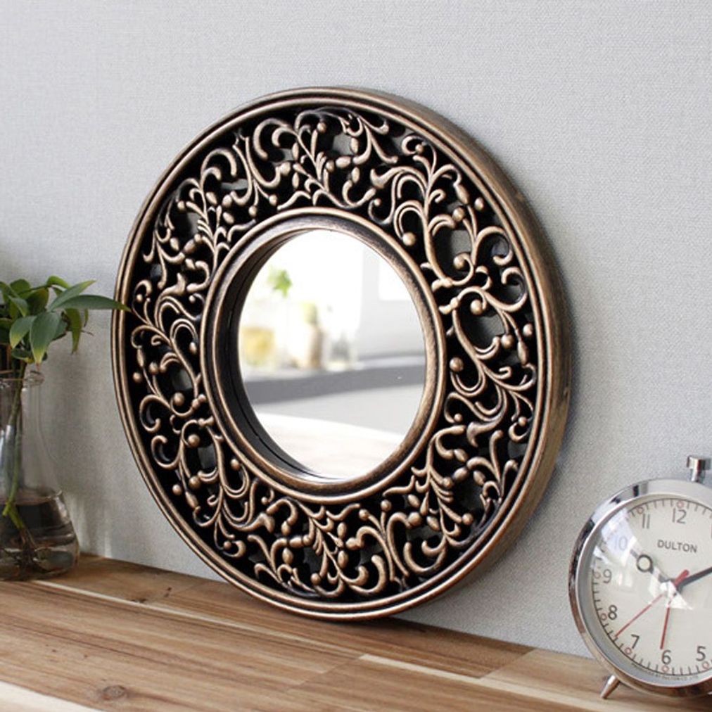 예쁜 장식용 미니 거울 원형 꽃모양 벽걸이 인테리어