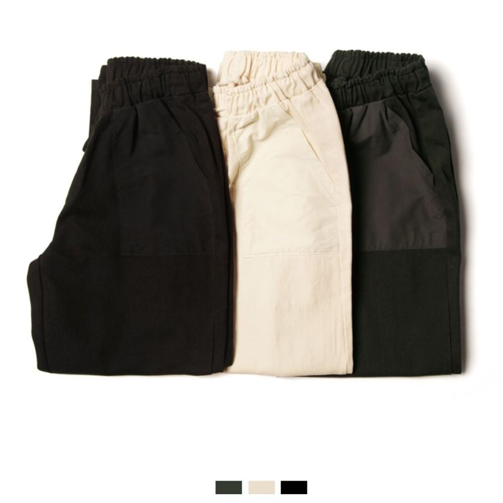 남성 캐주얼룩 밴딩팬츠 주머니 포인트 와이드 팬츠