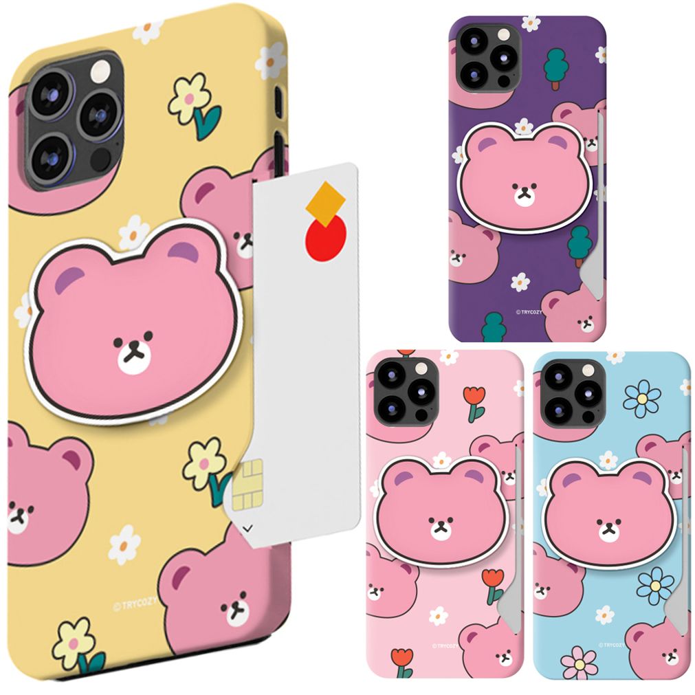 아이폰12미니 베어 키치 그립 홀더 톡 카드케이스