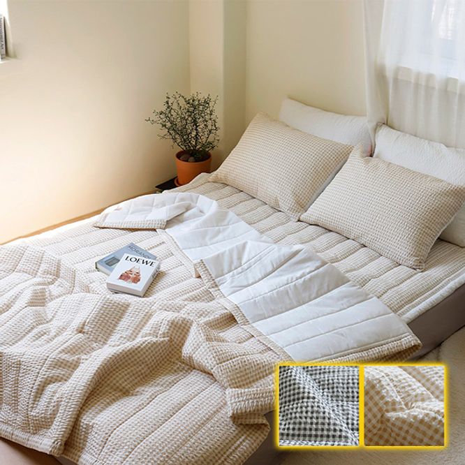 제이리빙 깅엄 순면 누빔이불 SS 2컬러 단품