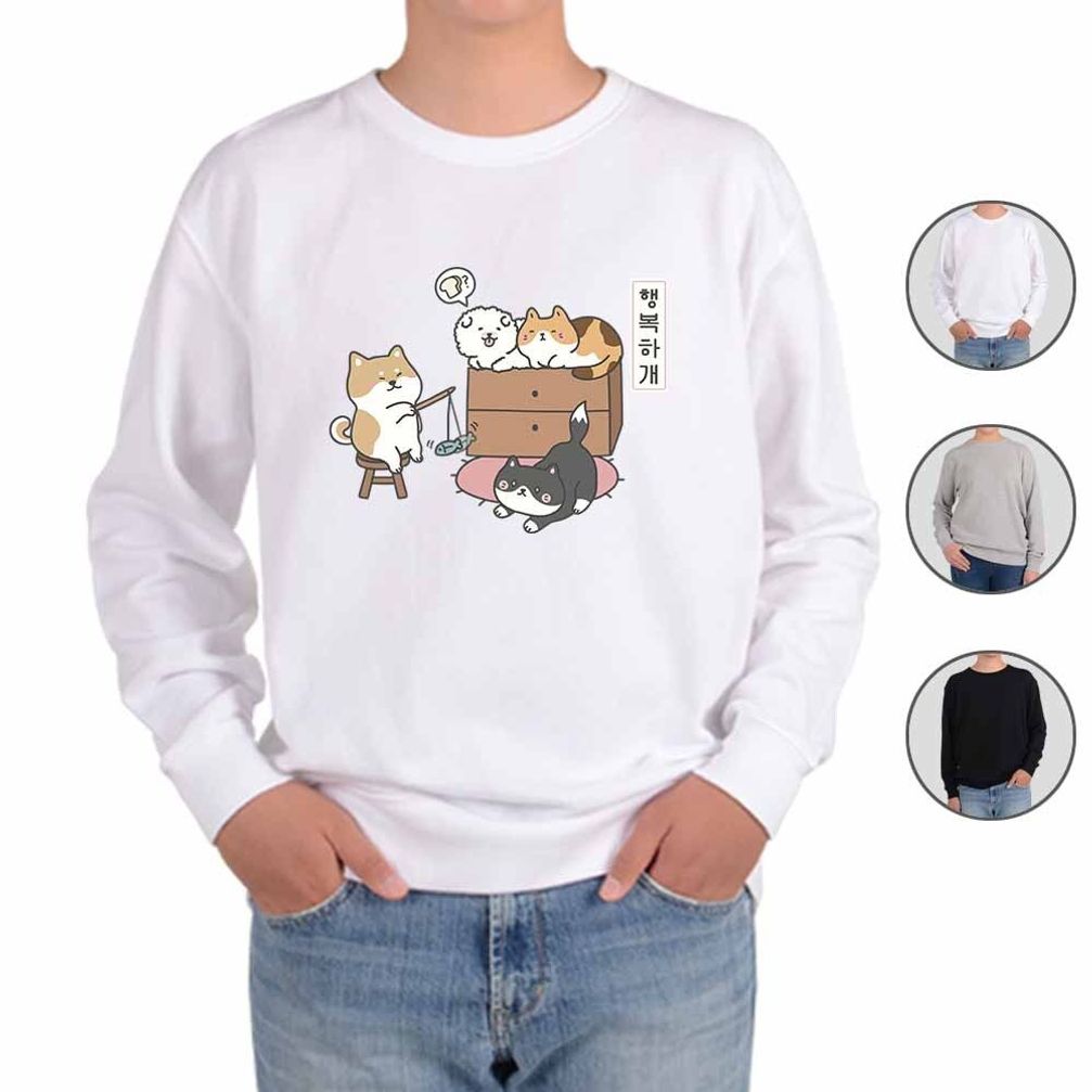 맨투맨 남여공용 귀여운 펫 댕댕이 애완동물 집사 반려동물 three