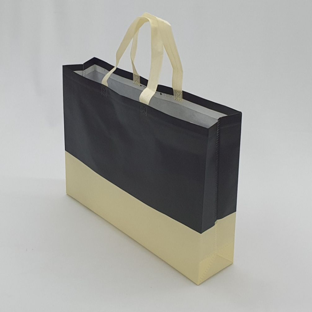 고급형 부직포 가로쇼핑백 가방 투톤블랙 대 리유저블