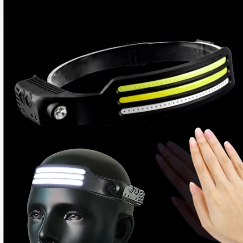 1200루멘 3줄 COB 아이언 충전식 센서 헤드랜턴