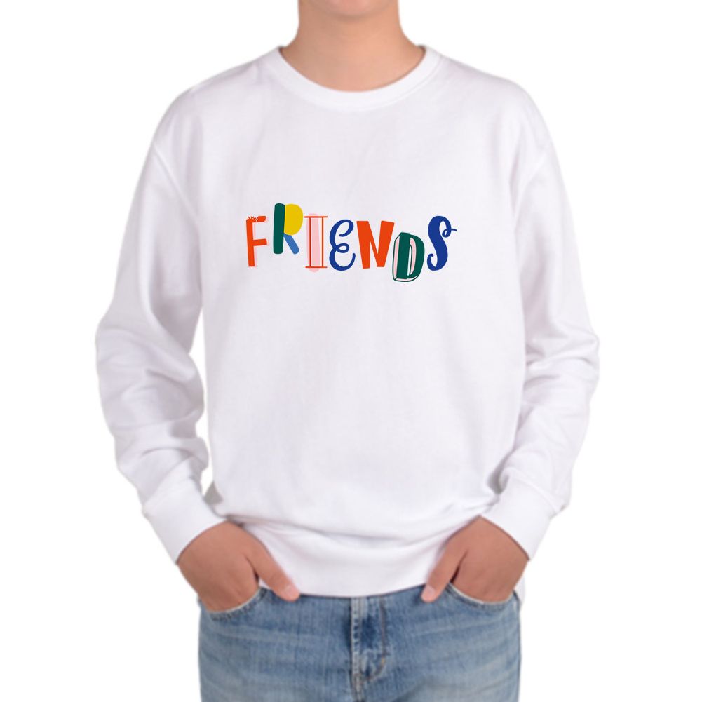 맨투맨 친구 FRIEND 영어단어 디자인 무지개색 디자인 DESIGN 친구는 중요해