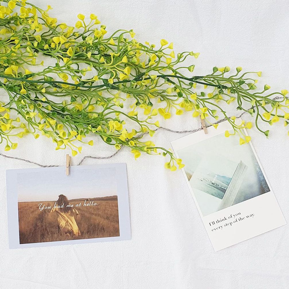 조화장식 넝쿨 담쟁이 벽인테리어 식물 조화 노랑