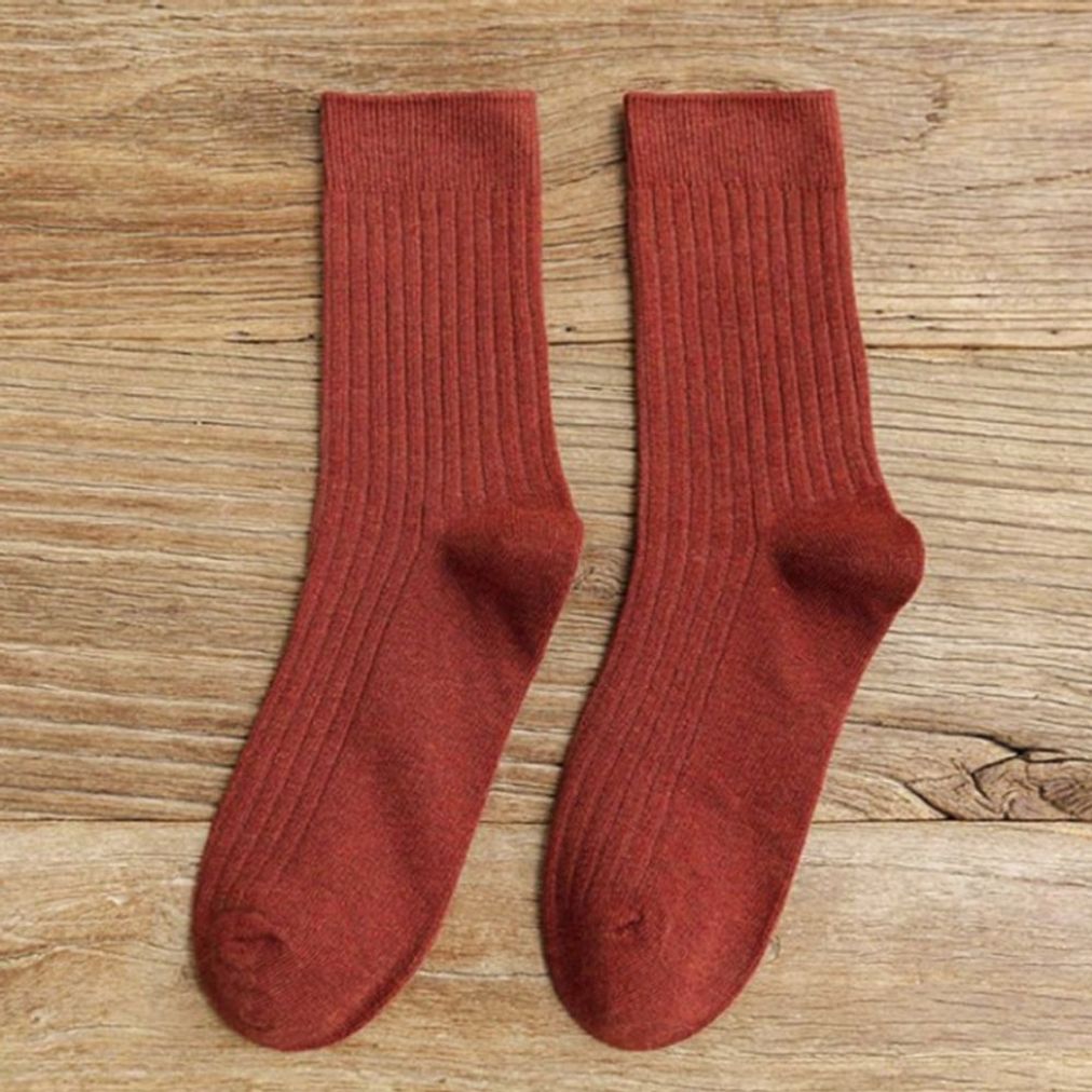 여성용양말 무압박 무지 골지 양말 블랙레드 1켤레