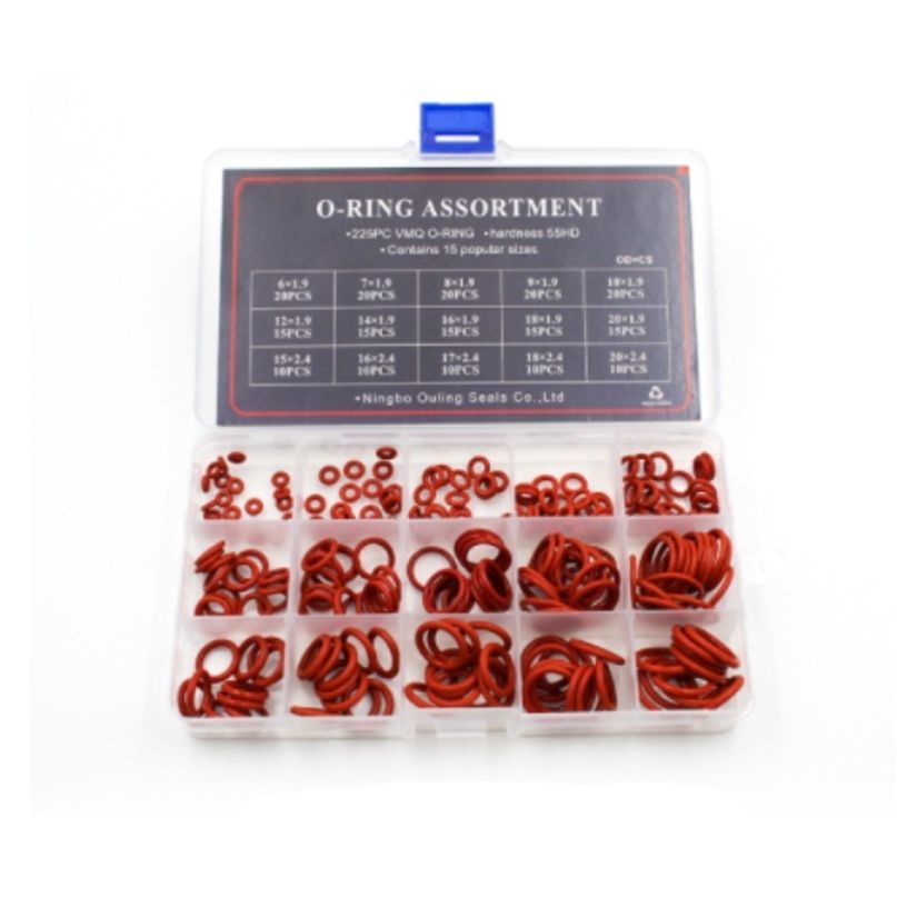 액체 오일누출방지 VMQ 실리콘고무 225PCS O링 세트