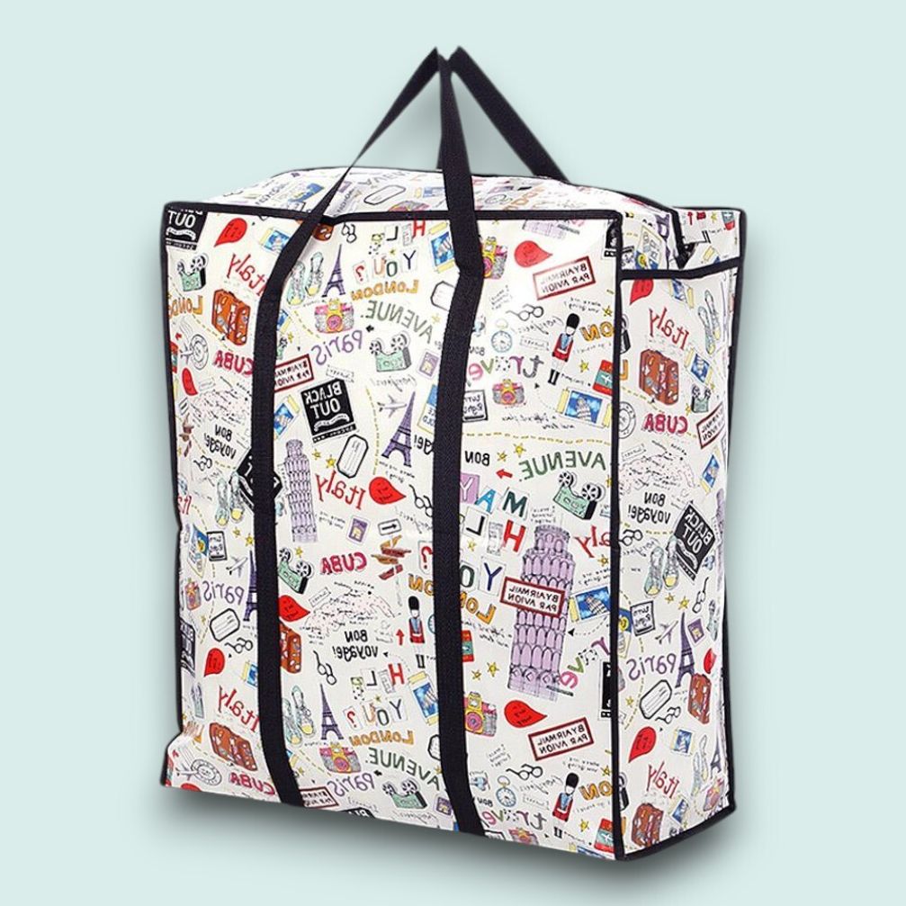 게더릭 다회용 지퍼 타포린백 (55x62cm) (레터링)