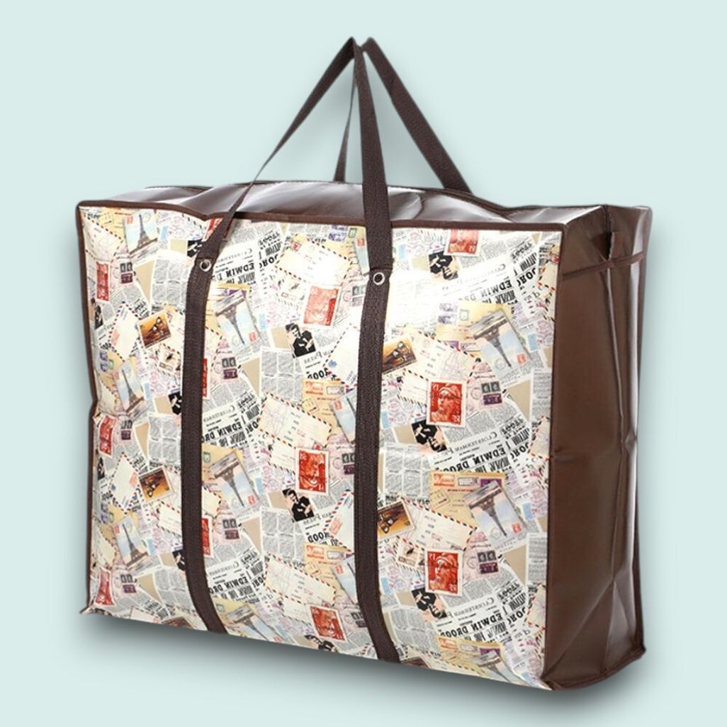 게더릭 다회용 지퍼 타포린백 (70x55cm) (빈티지)