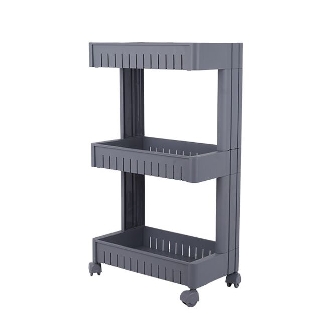 이동식 바퀴 중형 수납선반-3단 그레이