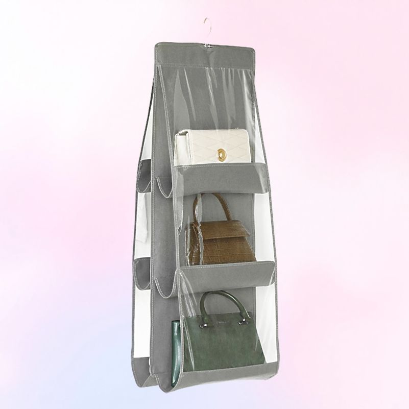 공간활용 옷장 핸드백 정리함 투명 6칸 걸이형