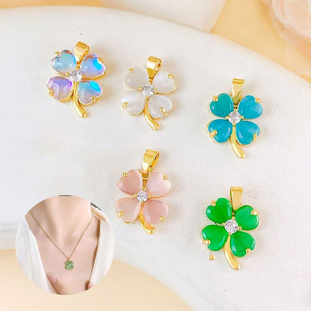 패션잡화 행운의 네잎클로버 목걸이 펜던트 5종 세트