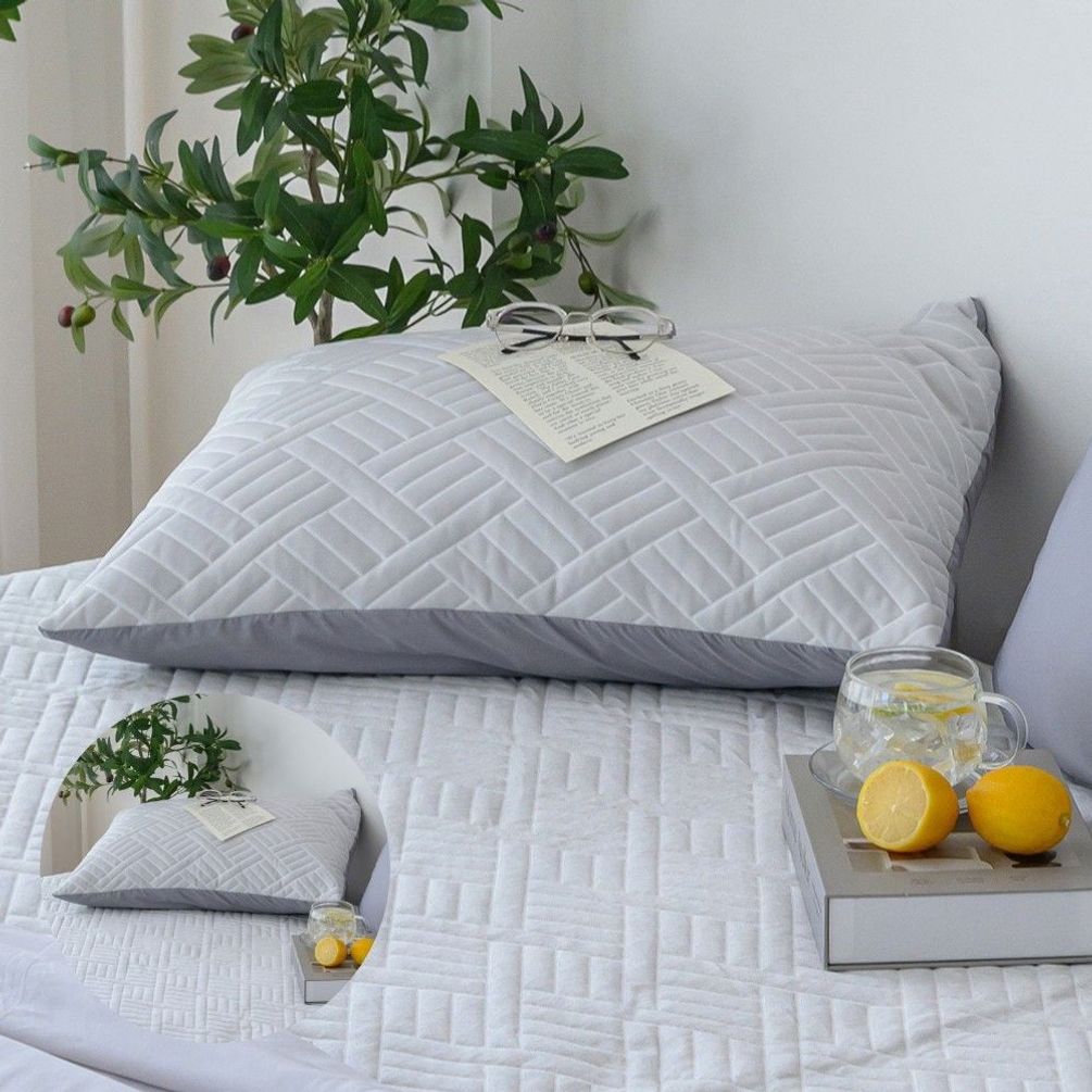 베겟잎 광목 호텔식 방수 엘리오 듀라론 3중직 냉감지퍼형 그레이 베개솜 별매