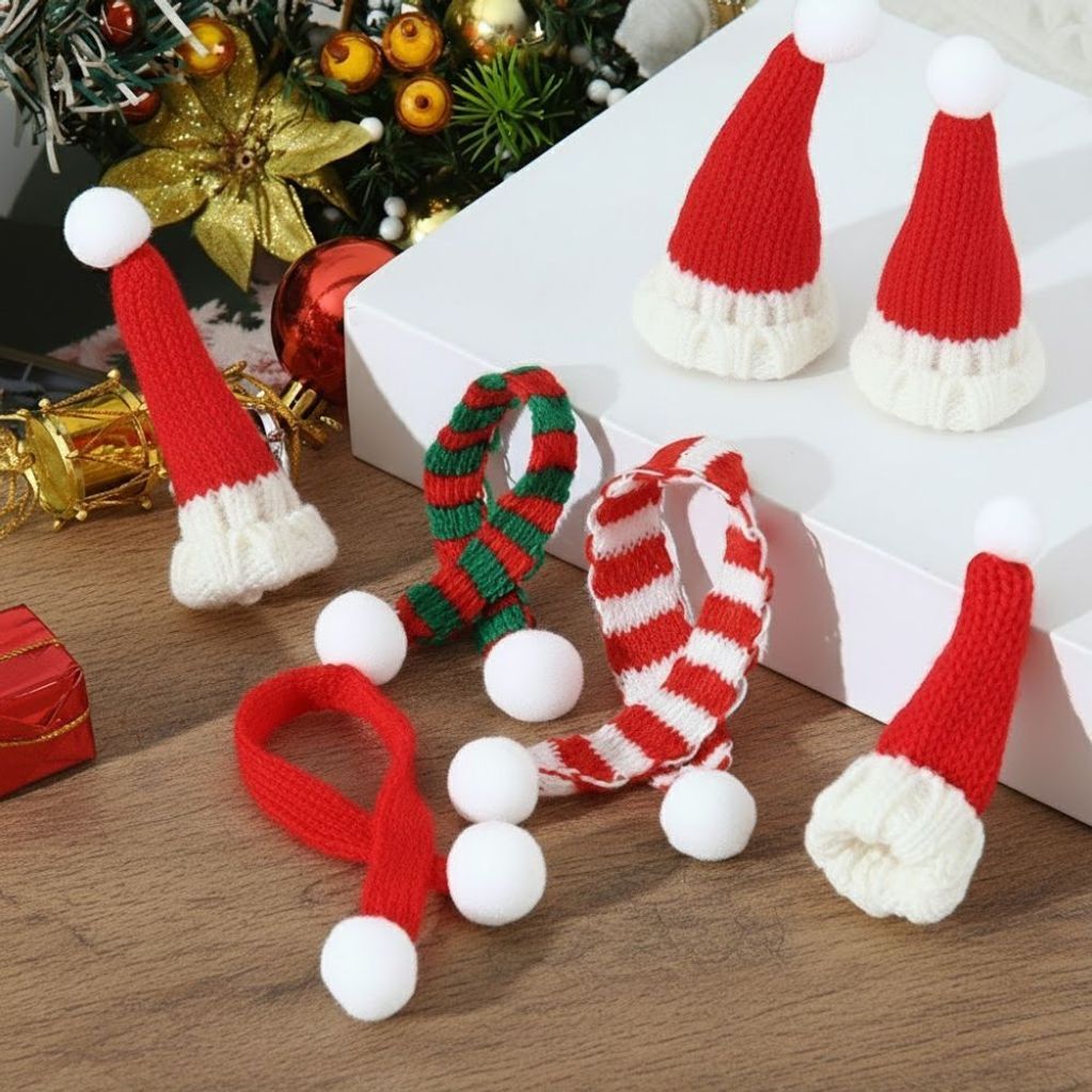 크리스마스 니트 미니 목도리 모자 병데코 장식