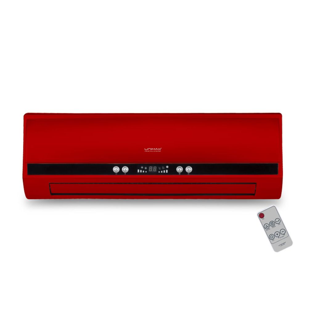 PTC 히터 온풍기 벽걸이 2KW 레드 리모컨 전기 실내용 무공해 난방 난로 타이머