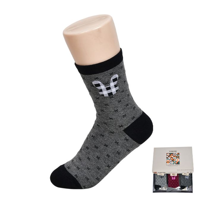 체크 패턴 토끼 숙녀 패션 중목 양말0048iy