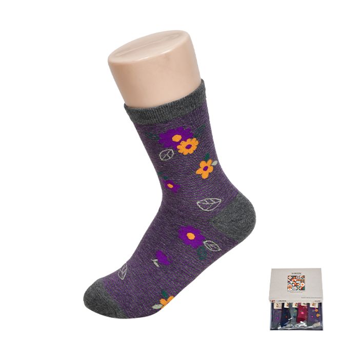 링글 플로럴 숙녀 패션 중목 양말0045wd