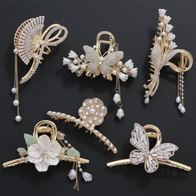 화려한 외출 샤링 지르코니아 참 골드 집게핀 모음전