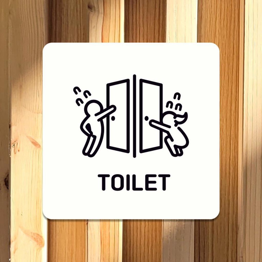TOILET1 부착형 정사각 소형안내판 13x13cm 화이트
