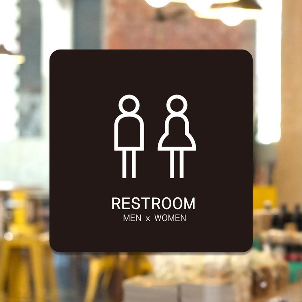 RESTROOM1 부착형 정사각 소형안내판 13x13cm 블랙