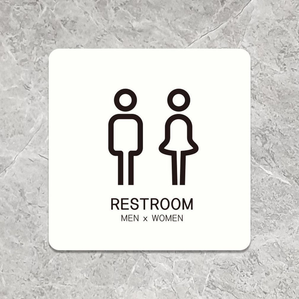 RESTROOM4 부착형 정사각 소형안내판 13x13cm 화이트