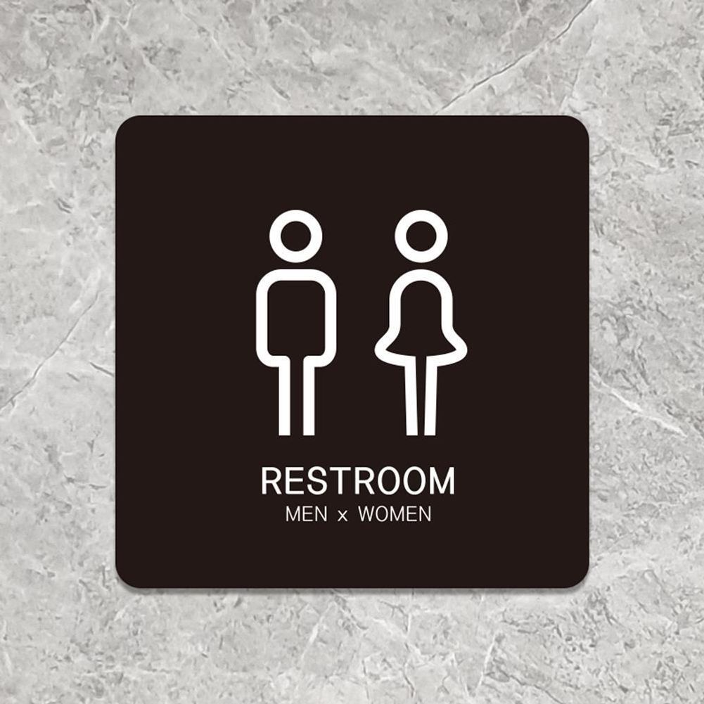 RESTROOM4 부착형 정사각 소형안내판 13x13cm 블랙