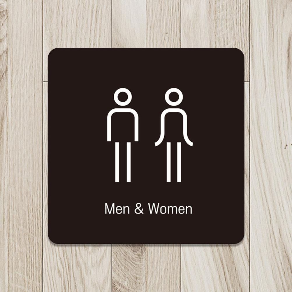 Men Women 부착형 정사각 소형안내판 13x13cm 블랙