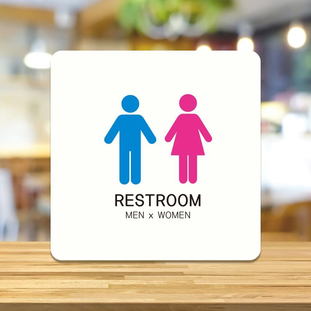 RESTROOM8 부착형 정사각 소형안내판 13x13cm 화이트