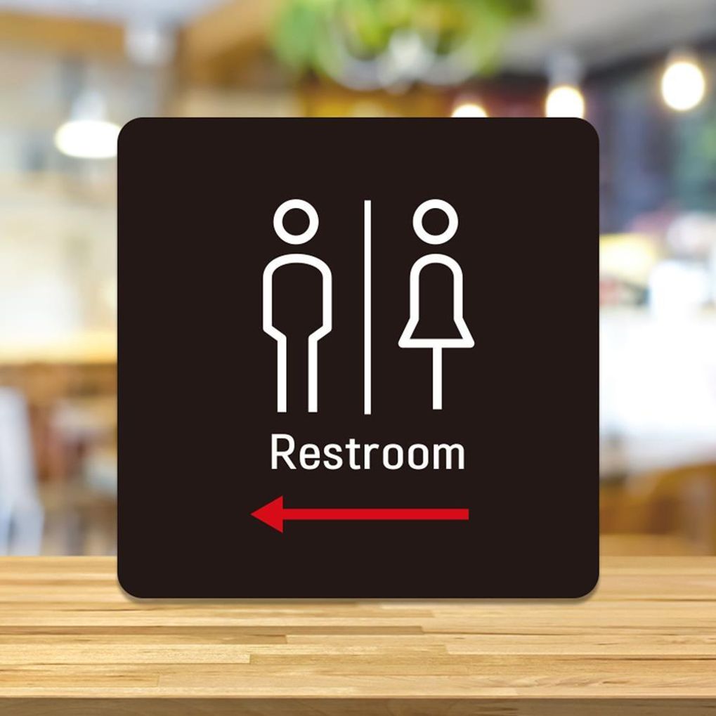 Restroom 좌측1 부착형 정소형안내판 13x13cm 블랙