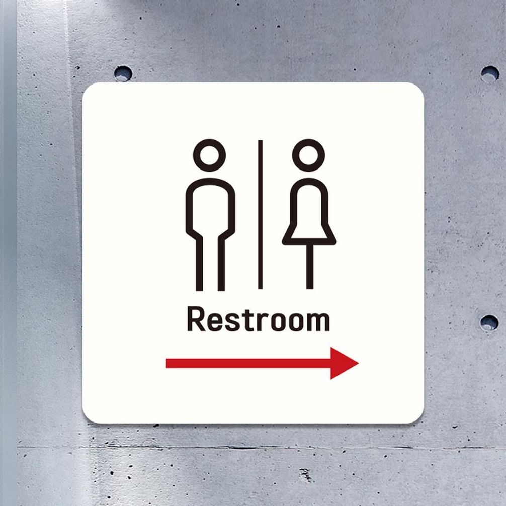 Restroom 우측1 부착형 정소형안내판 13x13cm 화이트