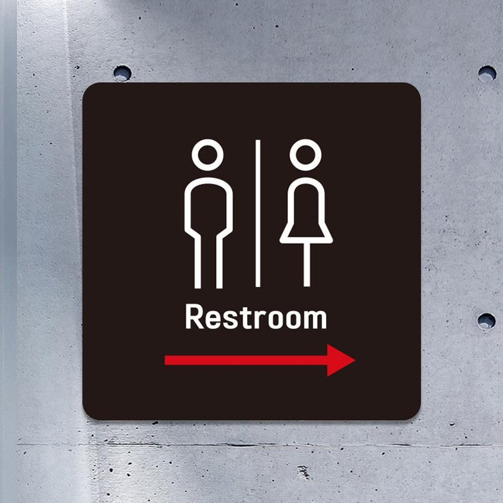 Restroom 우측1 부착형 정소형안내판 13x13cm 블랙