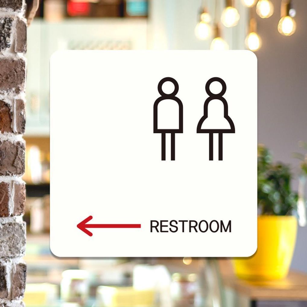 RESTROOM 좌측2 부착형 정소형안내판 13x13cm 화이트