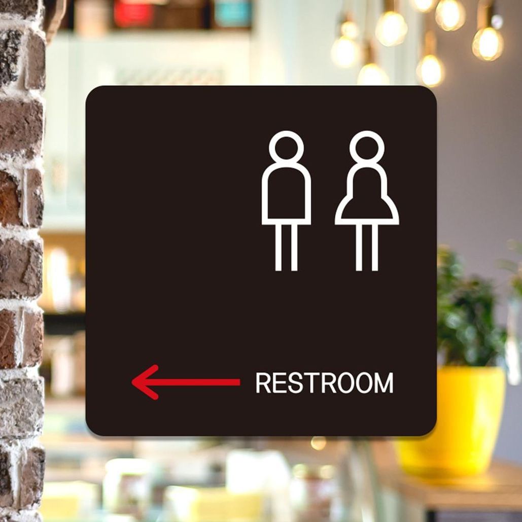 RESTROOM 좌측2 부착형 정소형안내판 13x13cm 블랙