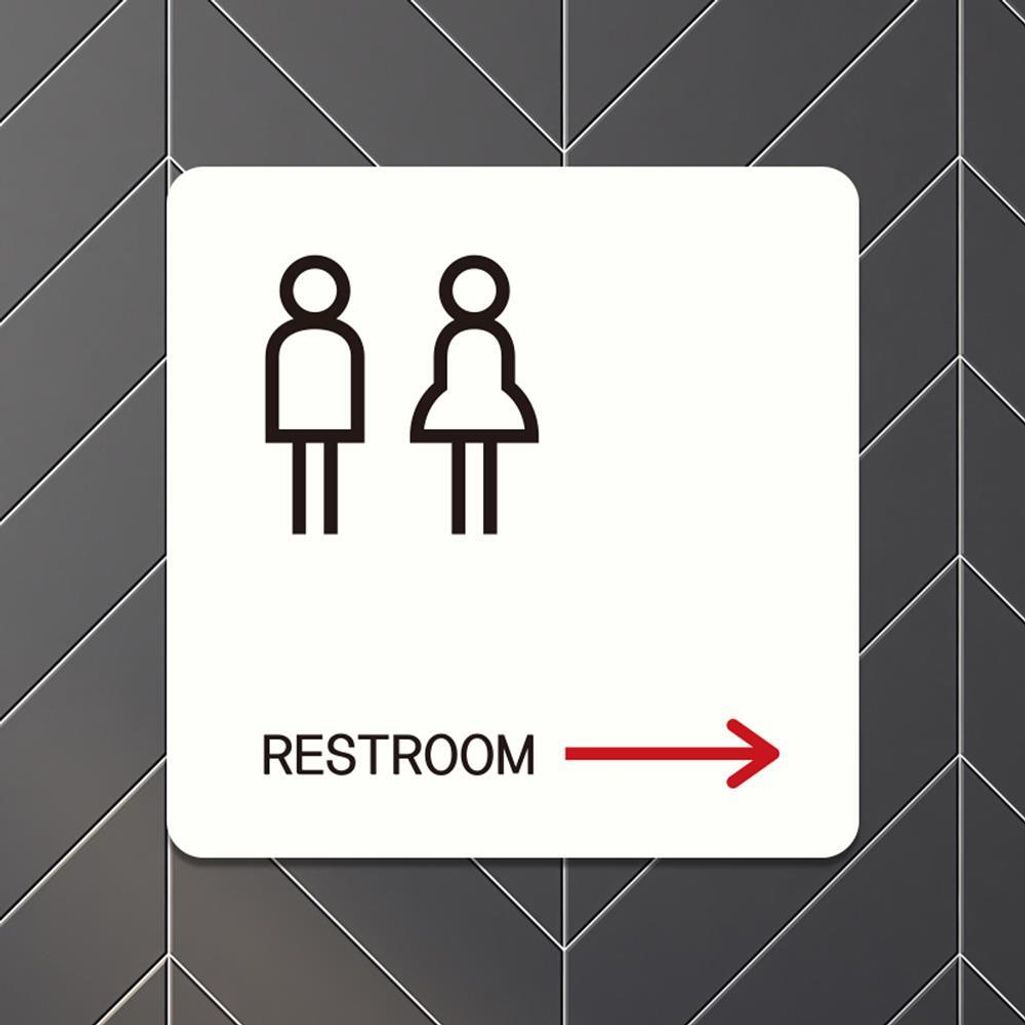 RESTROOM 우측2 부착형 정소형안내판 13x13cm 화이트