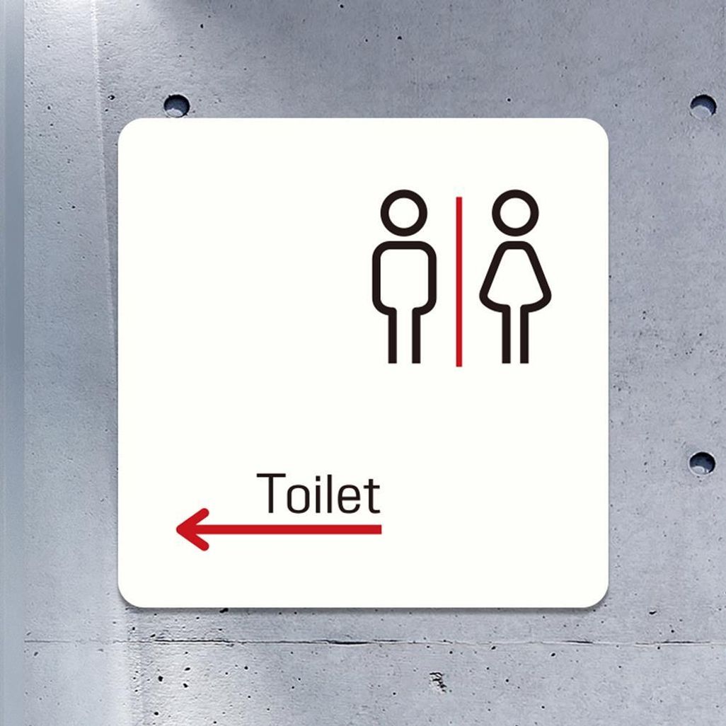 TOILET 좌측2 부착형 사각 소형안내판 13x13cm 화이트