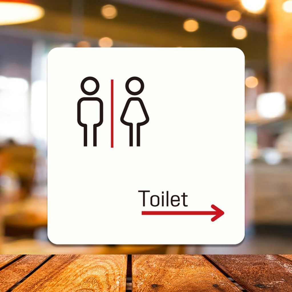 TOILET 우측2 부착형 사각 소형안내판 13x13cm 화이트