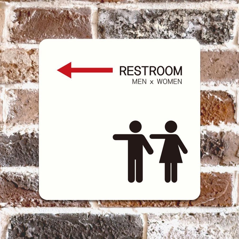 RESTROOM 좌측4 부착형 정소형안내판 13x13cm 화이트