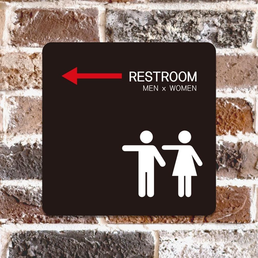 RESTROOM 좌측4 부착형 정소형안내판 13x13cm 블랙