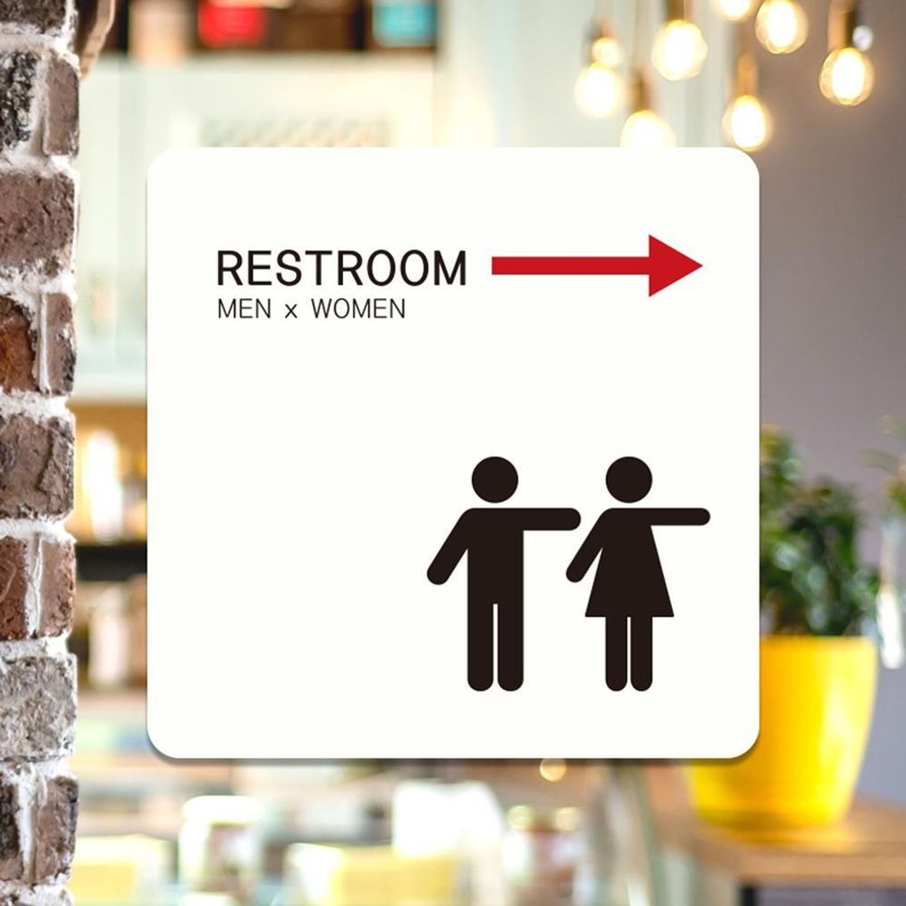 RESTROOM 우측4 부착형 정소형안내판 13x13cm 화이트