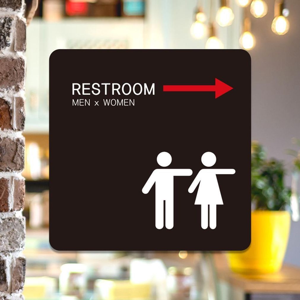 RESTROOM 우측4 부착형 정소형안내판 13x13cm 블랙