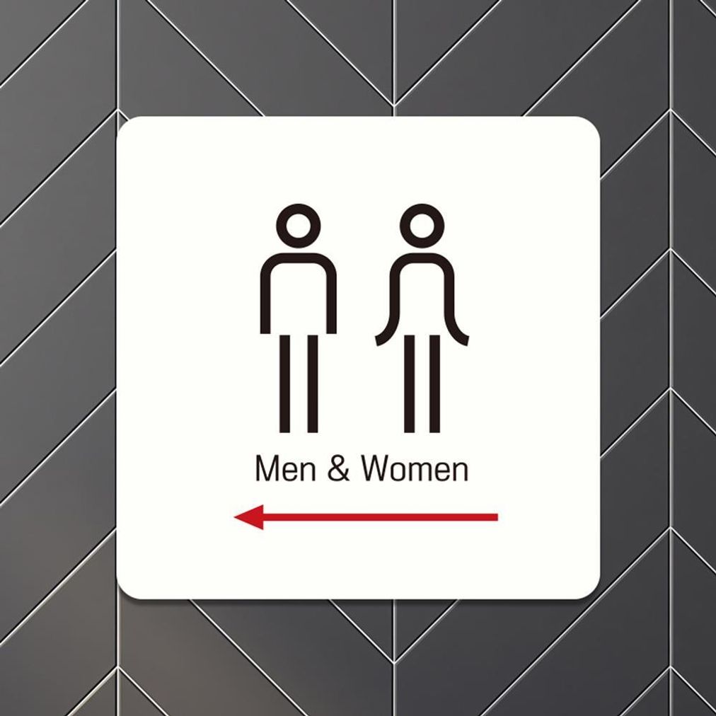 Men Women 좌측 부착형 정소형안내판 13x13cm 화이트