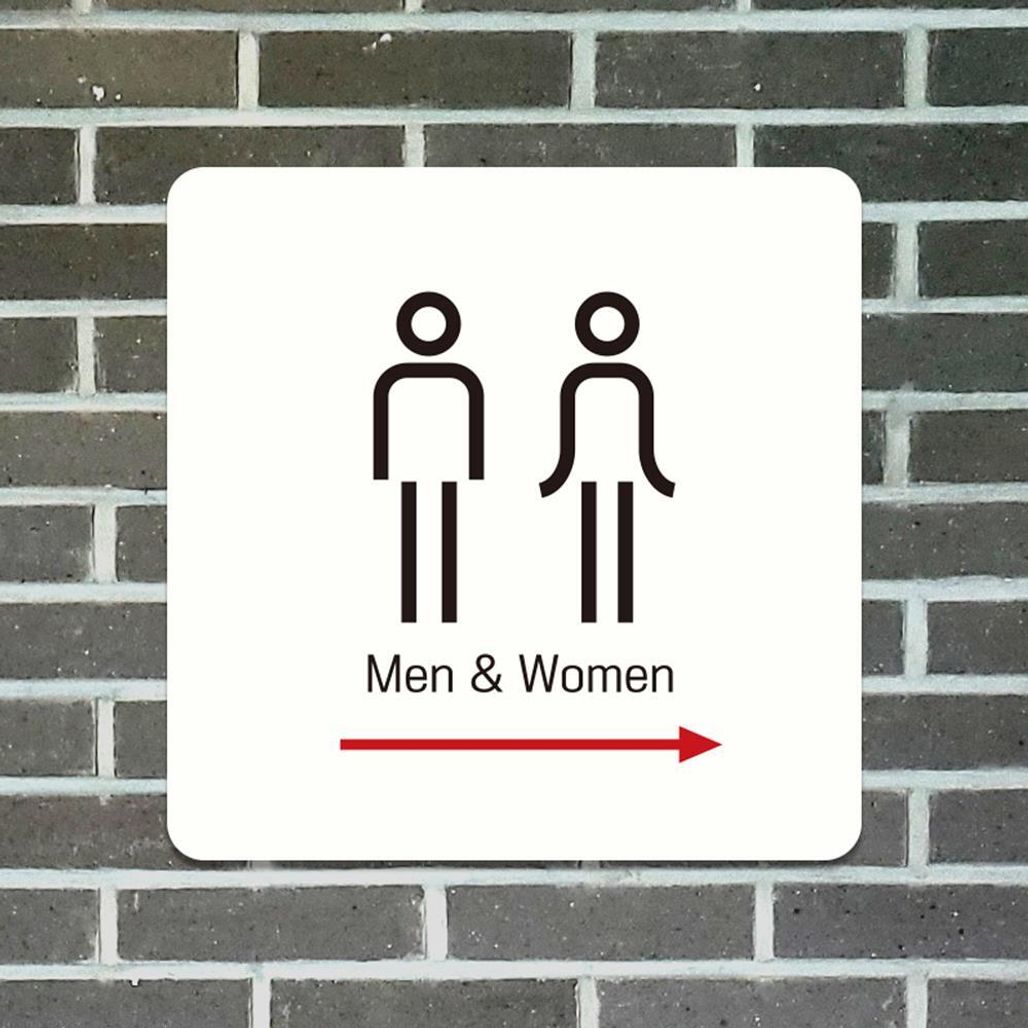 Men Women 우측 부착형 정소형안내판 13x13cm 화이트